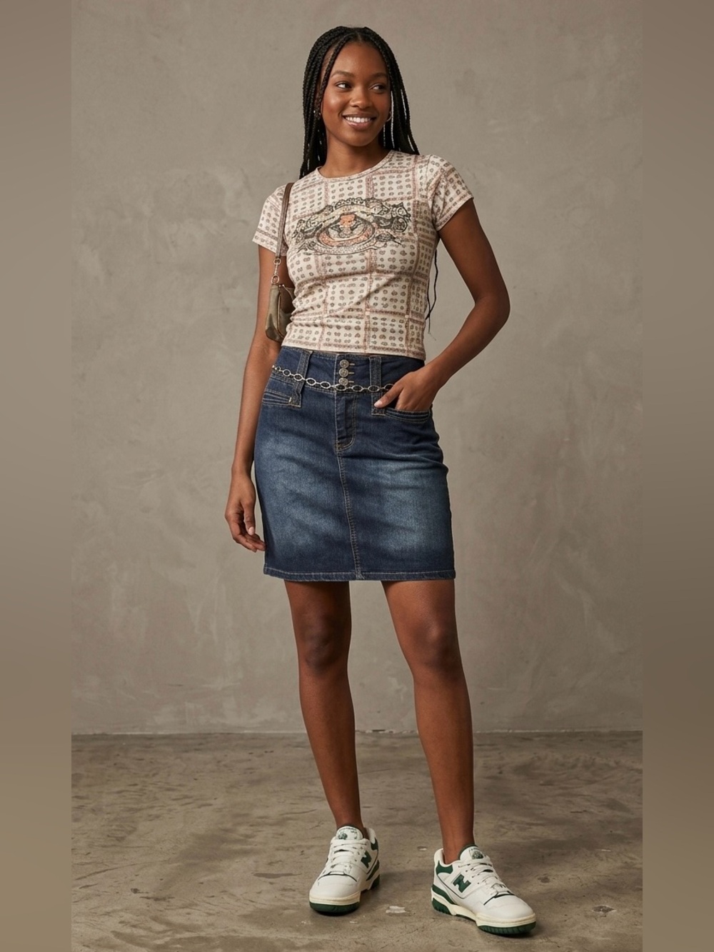 Zoey Beth Y2K Denim Mini Skirt Dark Wash High Waisted 3-Button Stretch XL
